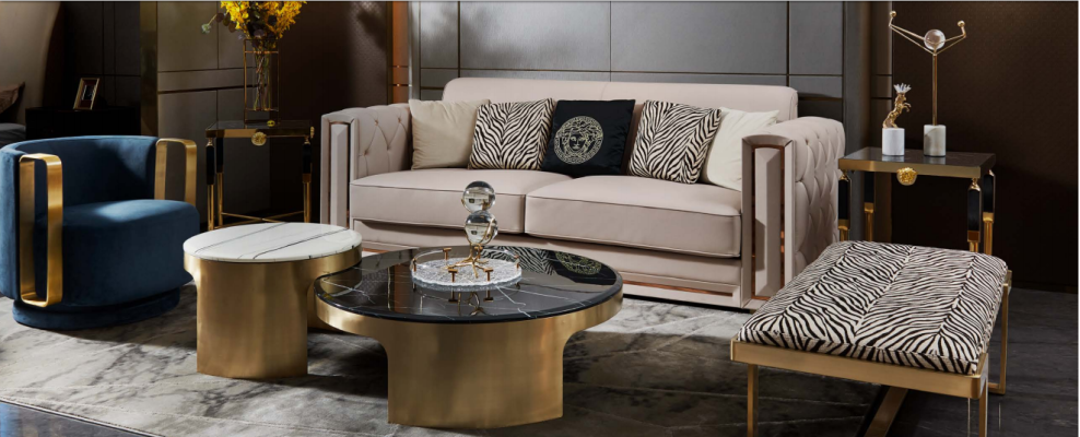 Sillón Azul Lujo Tela Tejido Sala de Estar Nuevo Diseño Moderno Creativo