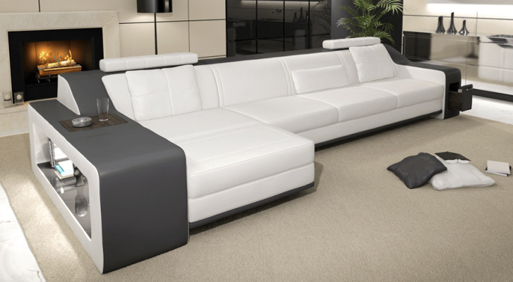 Sofá de diseño esquinero con otomana, conjunto de sofás para salón con tapicería. 