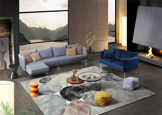 Moderno sofá de esquina en forma de L tapizado asiento esquina conjunto de sofá textil.