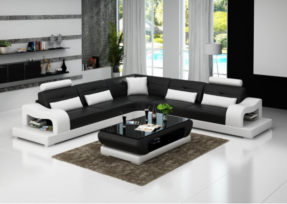 Sofá de cuero sofá conjunto de estar en forma de L decoración de diseño moderno sofá esquinero sofás.