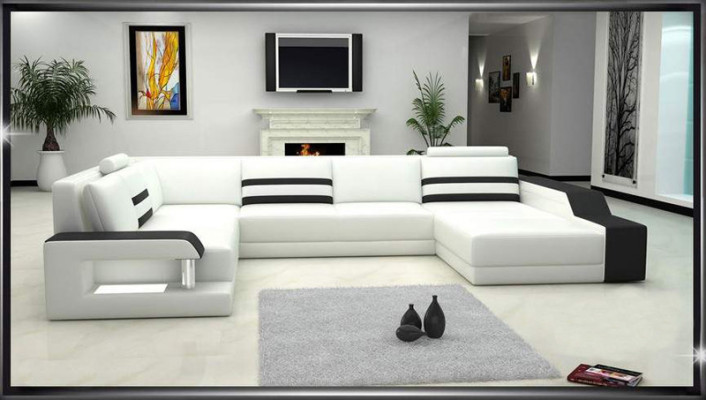 Sofá esquinero Sofá Sofá Tapizado Sofá de esquina Sofá en forma de U de diseño de piel.