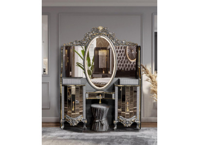 Mesa de maquillaje, mesa consola, tocador, cómoda de maquillaje, consola, cómoda, negro.
