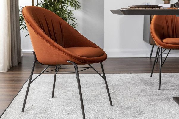 Conjunto de sillas de comedor silla de cocina silla de respaldo sillas de tela naranja de 6 piezas.
