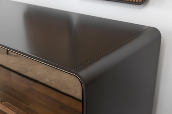 Aparador Cómoda Credenza Espejo Madera Moderno Marrón Conjunto俎