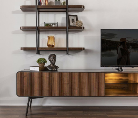 rtv Lowboard soporte para televisión estante estante lateral sala de estar madera marrón moderno