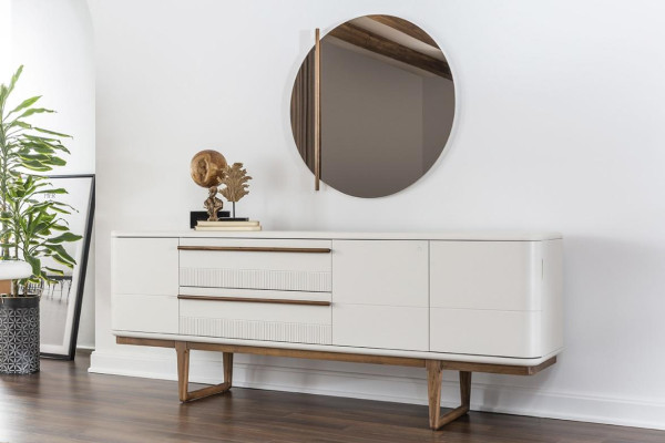 Aparador cómoda aparador espejo madera armarios de comedor conjunto blanco
