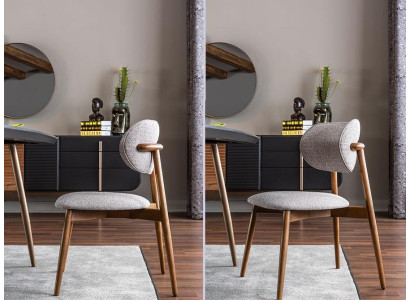 Conjunto de 4 sillas de comedor sin brazos de tela gris