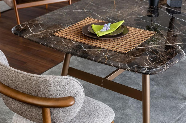 Conjunto de 4 sillas de comedor sin brazos de tela gris