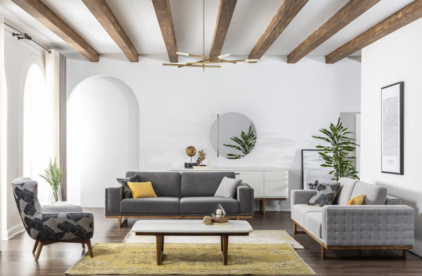 Sofá conjunto 3 plazas sofá de tela sofá sofás tela gris silla moderna