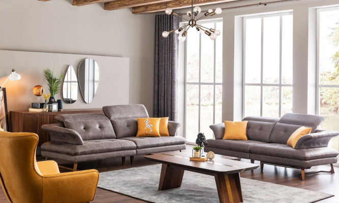Conjunto de sofá de 3 plazas Sofá Sofás Conjuntos Modernos Gris Set de Sillones
