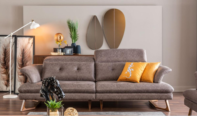 Conjunto de sofá de 3 plazas Sofá Sofás Conjuntos Modernos Gris Set de Sillones