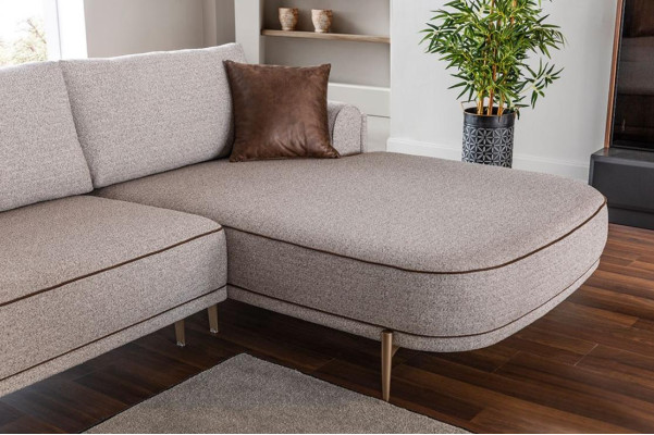 Sofá de tela esquina en forma de L Sofás de tela gris modernos para la sala de estar.