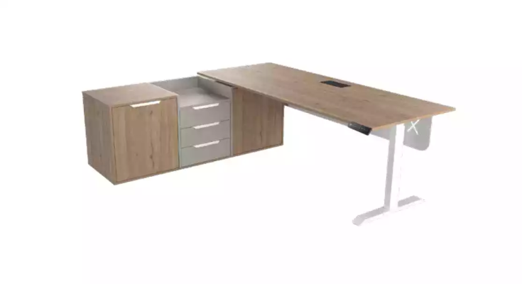 Escritorio esquinero, aparador, moderno, de madera, para la oficina en casa.