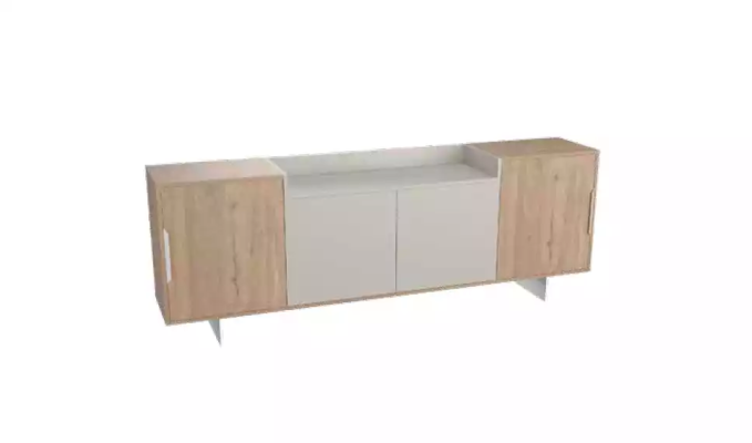 Escritorio esquinero, aparador, moderno, de madera, para la oficina en casa.