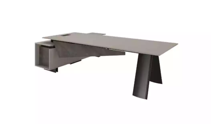 Muebles de oficina gris: escritorio, aparador, muebles de oficina modernos de madera