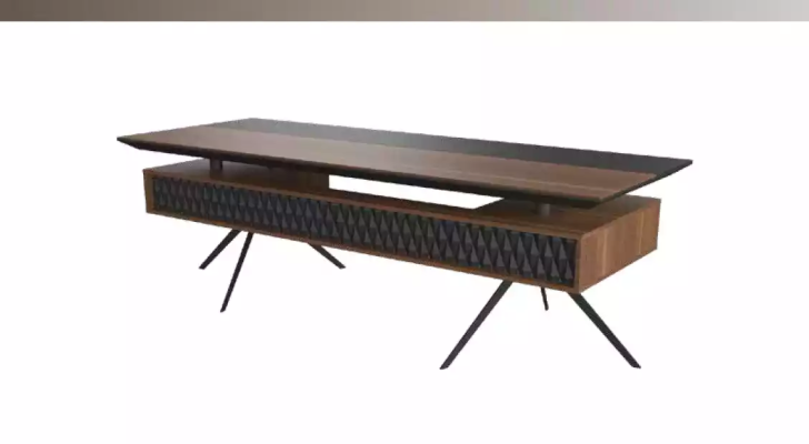 Estudio oficina escritorio mesa de centro aparador moderno madera marrón