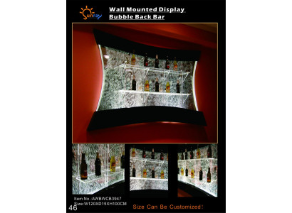 Diseño de estantería iluminada con LED con pared de agua columna de estantes de agua.