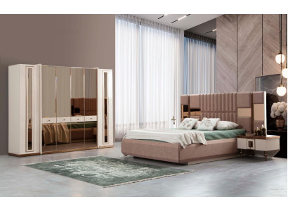 Dormitorio Conjunto Completo 4 piezas Cama 2 mesitas de noche Armario de ropa Camas
