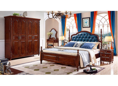 Conjunto de dormitorio clásico de 4 piezas cama + 2 mesitas de noche armario.