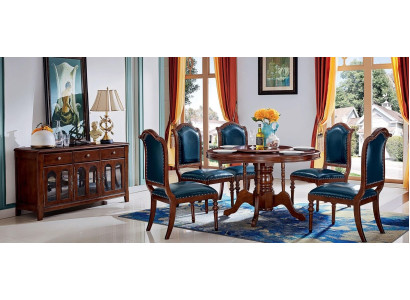 Conjunto completo de mesa de comedor con 6 sillas, cómoda, conjunto de comedor, grupo de comedor de madera, mesa nueva.
