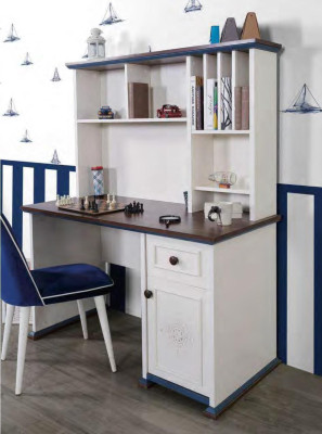 Escritorio Mesa de madera Habitación juvenil Mesa Estante Mesas Madera maciza Mesa de ordenador