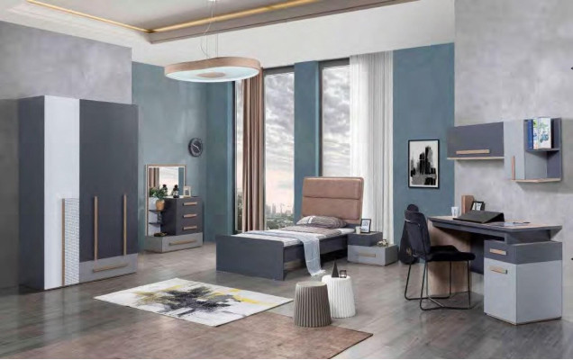 Dormitorio juvenil cama armario cómoda escritorio armario 5 piezas juego