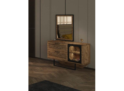 Loft armario de rejilla metálica espejo diseño de muebles cómodas de dormitorio de madera de lujo