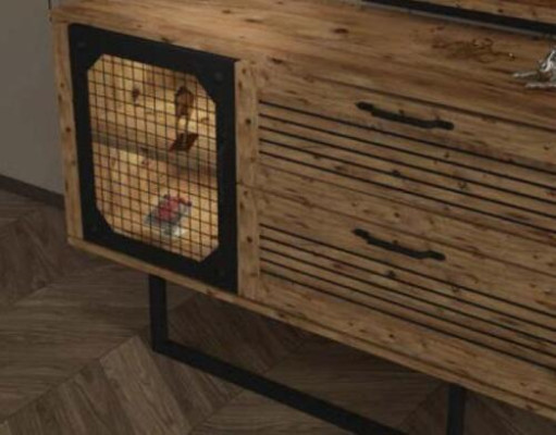 Loft armario de rejilla metálica espejo diseño de muebles cómodas de dormitorio de madera de lujo