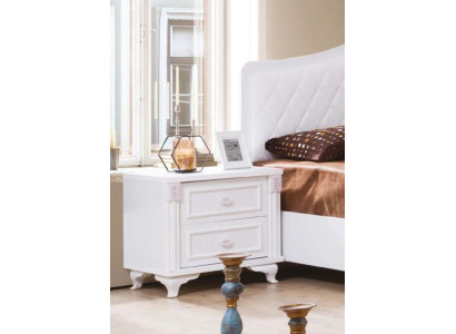 Mesita de noche blanca diseño compacto de lujo muebles de dormitorio.