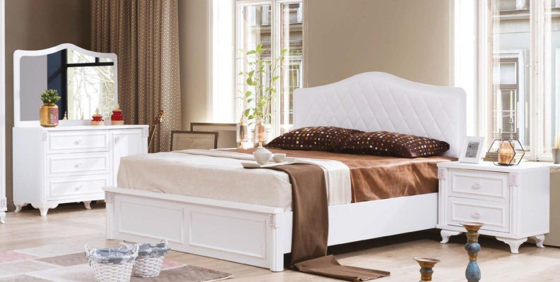 Mesita de noche blanca diseño compacto de lujo muebles de dormitorio.