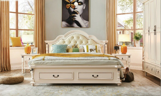 Cama de madera cama diseño de lujo doble camas de hotel dormitorio 180x200 cm madera