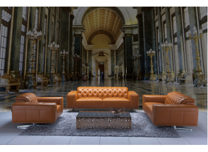 Chesterfield Set de sofá Marrón sofá de cuero Sofá Sofá Clásico nuevo