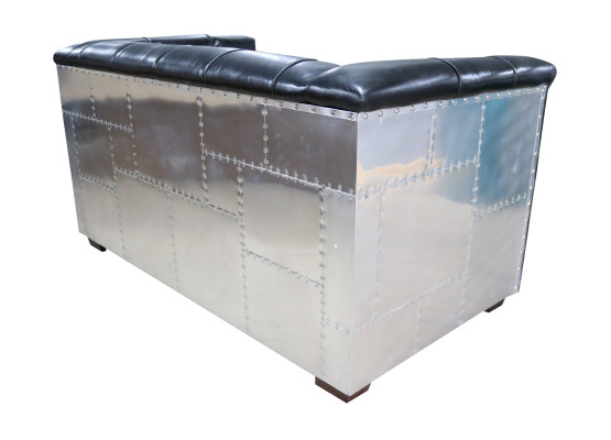Sofá de cuero genuino de dos plazas Sillón de avión Aviator Sillón de brazo nuevo de cuero.