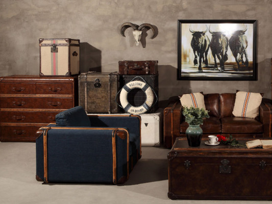 Diseño de sillón Maleta Tela Sofá Acolchado Individual Sofás Muebles de sala de estar retro.