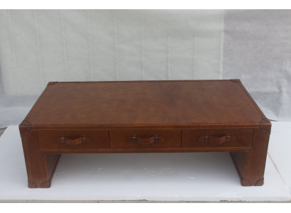 Mesa de centro Mesa de salón Cofre Mesa auxiliar en mesa vintage 147x85cm cuero