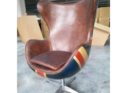 Silla de salón vintage, sillón giratorio, sillón de jefe de salón, club lounge de cuero Jack.