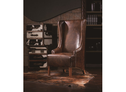 Sillón reclinable de cuero auténtico vintage Cigarro, sillón de cuero, sillón orejero de cuero para televisión
