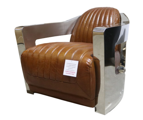 Sillón de cuero auténtico diseño vintage Sillón diseño aviador muebles cuero