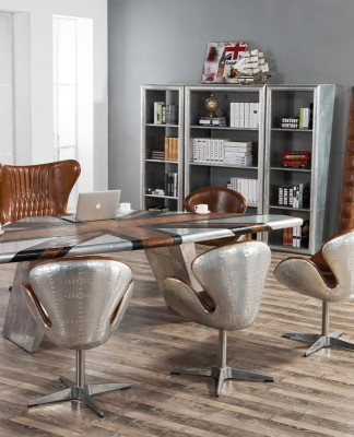 Silla de cuenco vintage de aluminio con cuero auténtico función de balanceo Silla huevo marrón.