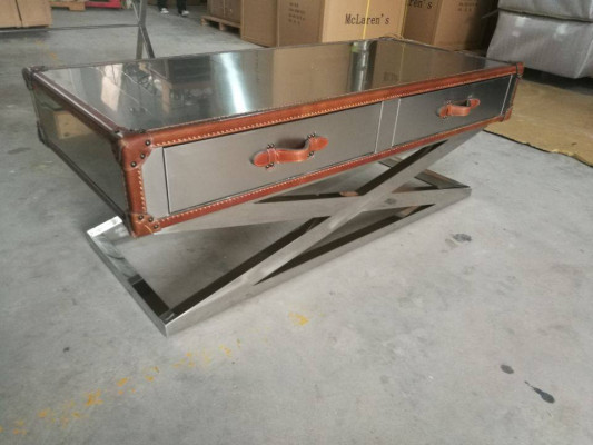 Mesa de centro vintage mesa de sala de estar mesas mesa de aluminio mesa de café aviador