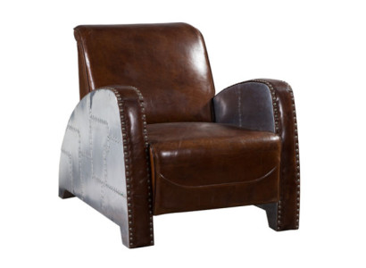 Sillón de cóctel de cuero vintage, sillón de cuero Aviator, sofá de muebles de club lounge.