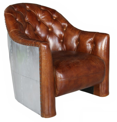 Aviador Chesterfield Vintage Sillón de cuero Sillón lounge vintage