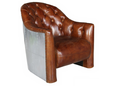 Aviador Chesterfield Vintage Sillón de cuero Sillón lounge vintage