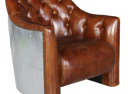 Aviador Chesterfield Vintage Sillón de cuero Sillón lounge vintage