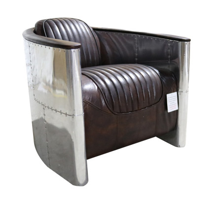 Silla de diseño en cuero auténtico vintage muebles de lujo tapizados Aviator avión.