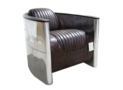 Silla de diseño en cuero auténtico vintage muebles de lujo tapizados Aviator avión.