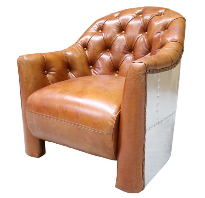 Sillón de cuero diseño de avión sillón de club de cuero sillón aviador de cuero vintage