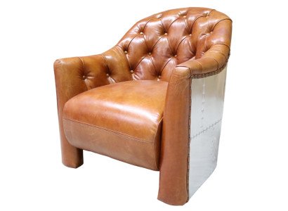 Sillón de cuero diseño de avión sillón de club de cuero sillón aviador de cuero vintage