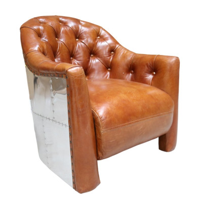Sillón de cuero diseño de avión sillón de club de cuero sillón aviador de cuero vintage
