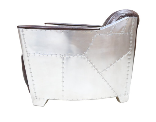 Cuero genuino Diseño Vintage Sillón de cromo Sillón de diseño Sillón Aviador de avión Cuero